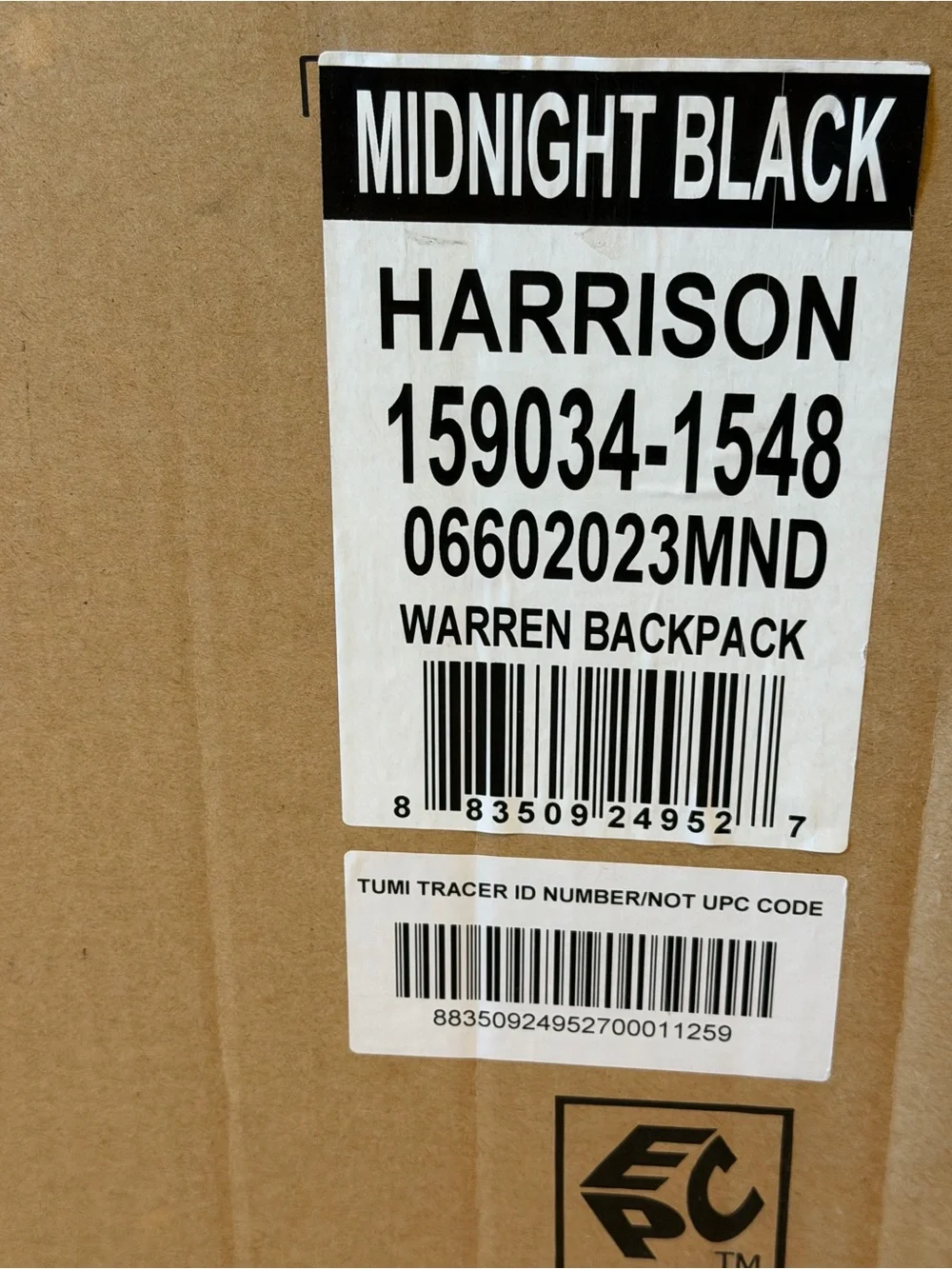 Tumi Black Harrison Backpack with Front Zip
